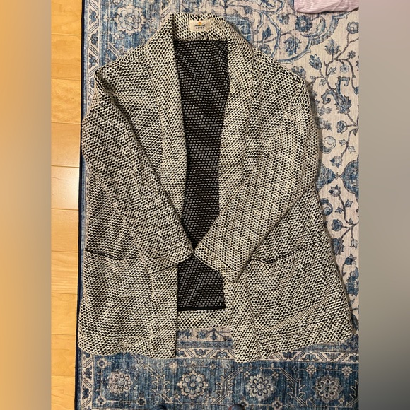 Marine Layer Birdseye Cardigan Black White Contrast XS - Picture 3 of 8